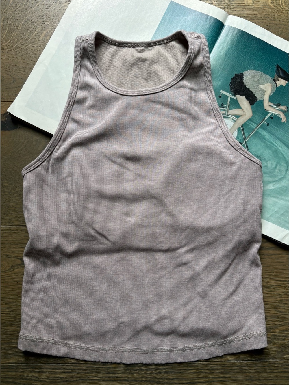Vuori Pose Plyo Built-In Bra Cropped Tank Top Soft Rib Knit In Chia Size S - Picture 4 of 14